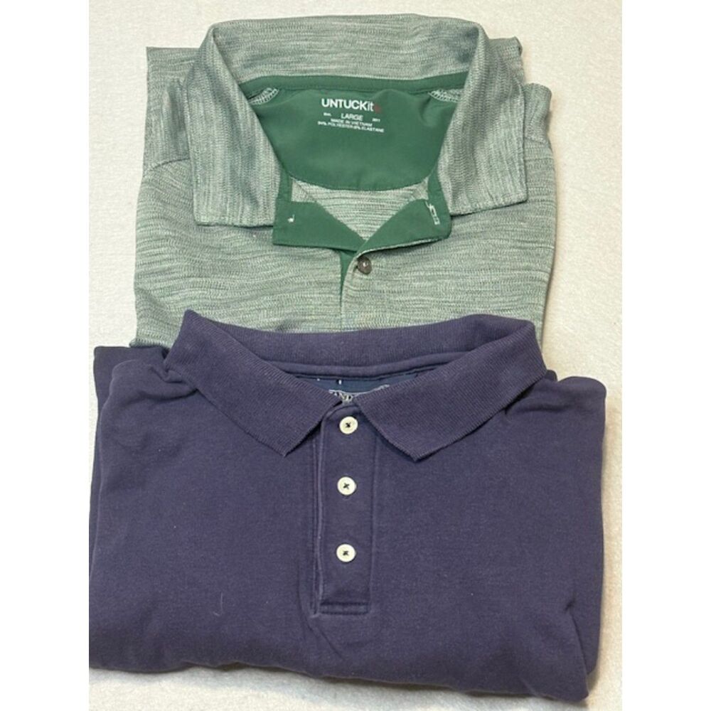 Untuckit Men's L Performance Polo Green Lands End Men's L Royal Blue Polo Shirt